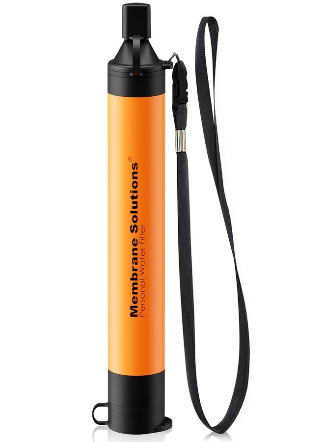 Membrane Solutions Personal Water Filter, Survival Filtration Straw Portable Gear, Emergency Preparedness, Supply for Drinking Hiking Camping Travel Hunting Fishing Team Family Outing (Orange, 1 Pack) - Image 1
